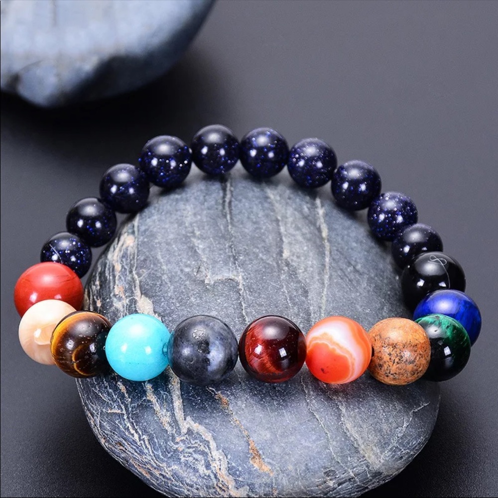 New Universe Space 8 Planet Natural Stone Bracelet - Picture 5 of 7